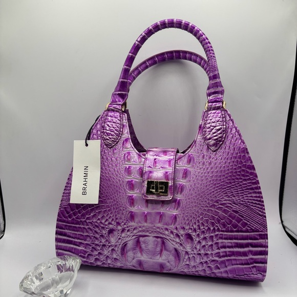 Brahmin Adrian Satchel Lilac Essence Melbourne Leather Bag - Picture 10 of 16